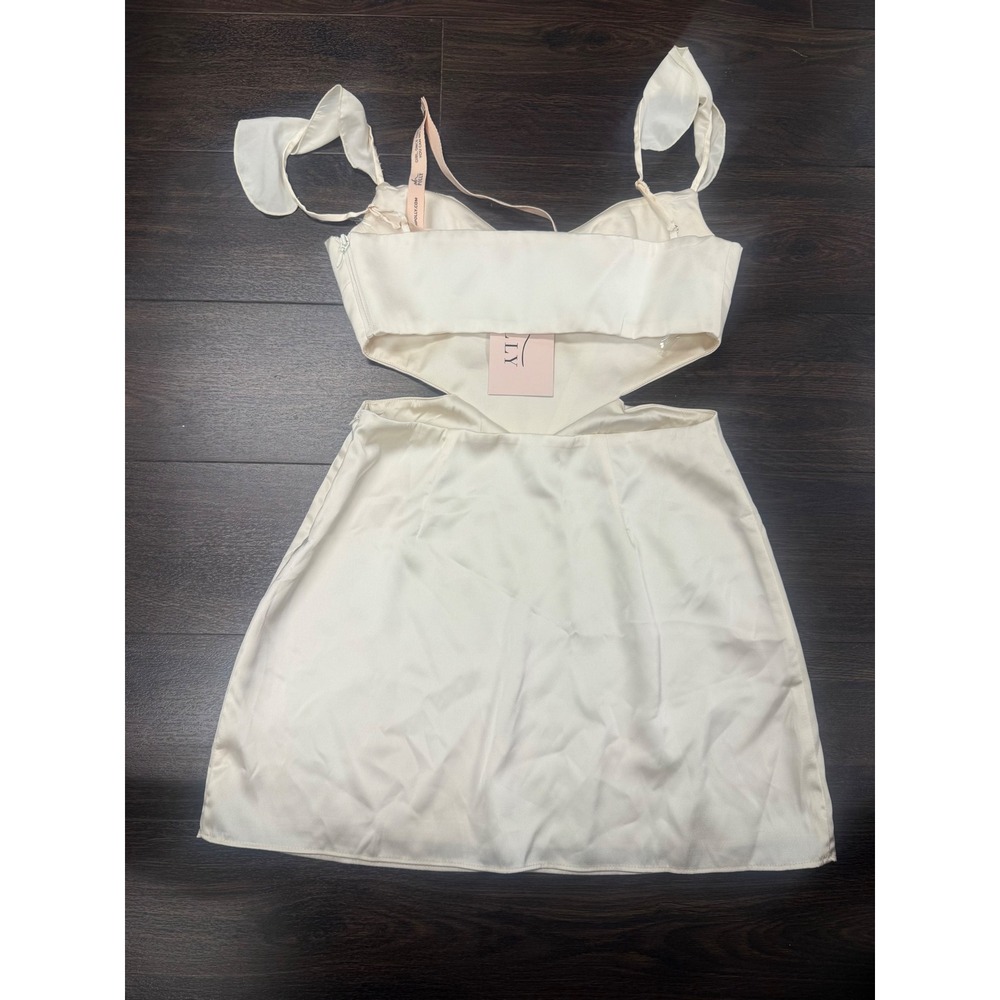 Oh Polly Ivory Satin Cut-Out Mini Dress (NWT) - Picture 5 of 5
